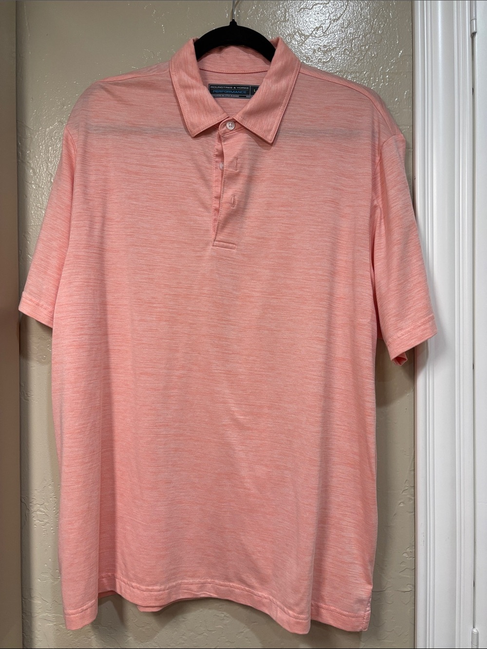 Roundtree & Yorke Heathered Coral Short-Sleeve Mens Polo